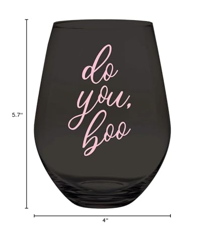 Creative Brands Slant CollectionsStemless Wine Glass, Jumbo- 30-Ounce, Do You Boo