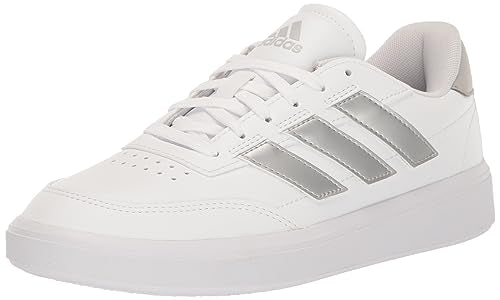 adidas Women's CourtBlock Sneaker, White/Silver Metallic/Grey, 7.5