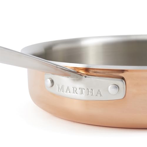 Martha Stewart Martha 3.5-Quart Stainless Steel Straight Sided Saute Pan w/Lid - Copper Exterior/Satin Interior