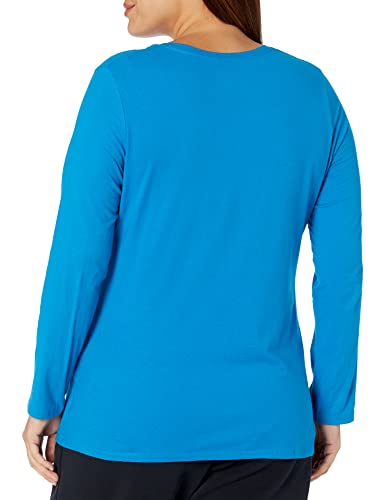 Just My Size Women's Plus Size Vneck Long Sleeve Tee, Deep Dive, 1X