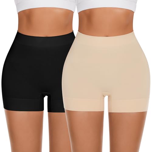 FRESBEIT Slip Shorts for Women Under Dress, Boyshorts Panties Anti Chafing Shorts Smooth Shapewear Shorts S
