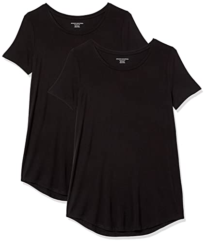 Amazon Essentials Women's Short-Sleeve Scoopneck Tunic, Pack of 2, Light Grey Heather/Golden Yellow, X-Small