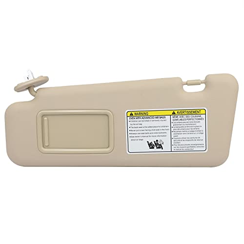 SCITOO Left Driver Side Beige Sun Visor Assembly fit for 2008 2009 2010 2011 2012 2013 for TOYOTA for HIGHLANDER with Sunroof(74320-48500-E0,74320-48180-E0,04005-11148-E0)