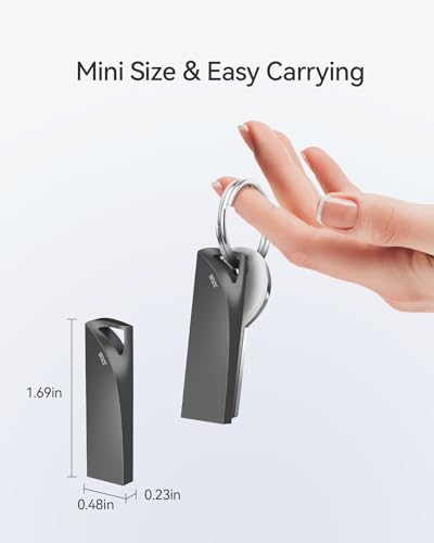 GARMESE 32GB USB 3.0 Flash Drive, Waterproof Metal USB Memory Stick, Slim Thumb Drive Portable Pen Drive with Keychain Hole Stylish Jump Drive for PC Computer Car - Gray