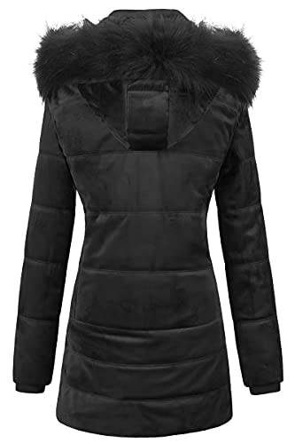 Chrisuno Long Winter Coats For Women Puffer Coat Faux Fur Womens Jackets With Hood Women's Insulated Jacket Thick Warm Parka Purple 2XL