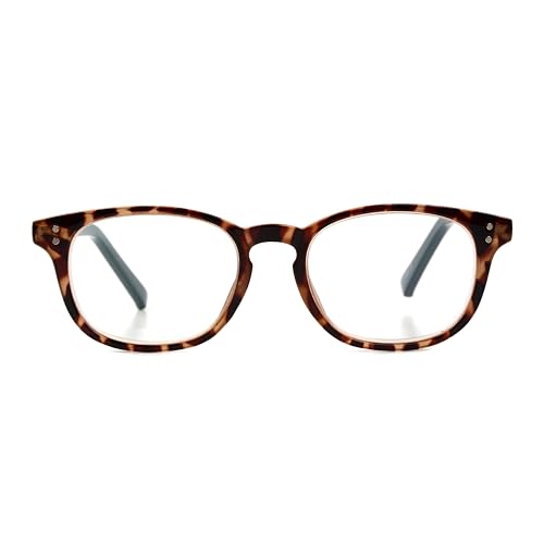 Foster Grant Women's Elodie Round Reading Glasses, Brown Tortoise/Transparent, 59 mm + 1