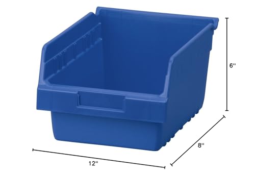 Akro-Mils 30080 Plastic Nesting ShelfMax Storage Bin Box, (12-Inch x 8-Inch x 6-Inch), Blue, (8-Pack)