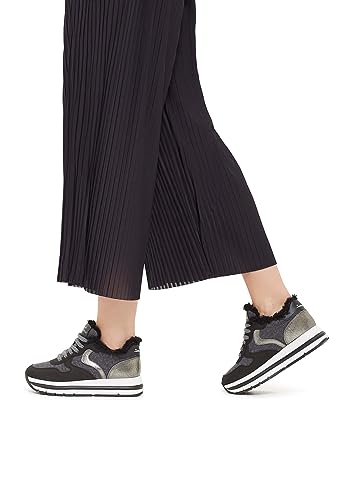 VOILE BLANCHE Women's Maran Shearling Platform Sneakers, Black/Grey, 5 Medium US