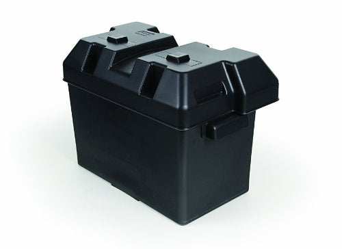 Camco Large Battery Box with Straps and Hardware - Group 27, 30, 31 |Safely Stores RV, Automotive, and Marine Batteries | Measures Inside 7-1/4" x 13-1/4" x 8-5/8" | (55373), Black