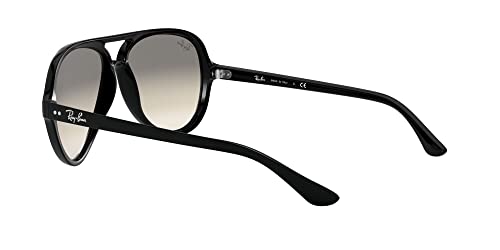 Ray-Ban RB4125 Cats 5000 Aviator Sunglasses, Black/Clear Gradient Grey, 59 mm + 0