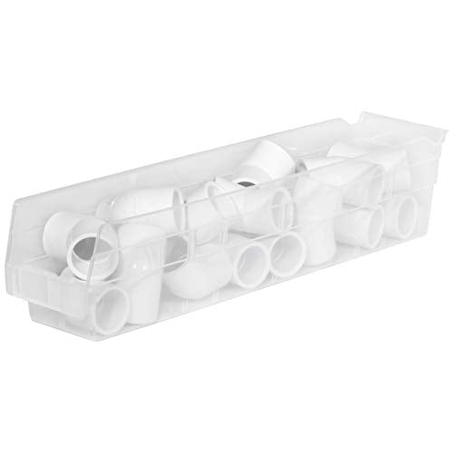 Akro-Mils 30128 Plastic Shelf Bins, Heavy Duty Storage Bins for Garage, Closet, and Drawer Organization, 18-Inch x 4-Inch x 4-Inch, Blue, 12-Pack