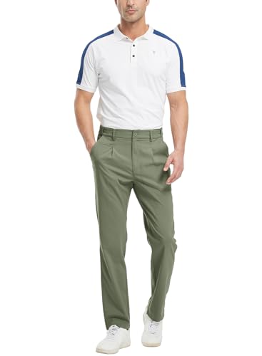 Gopune Men's Lightweight Golf Pants Classic Fit Quick Dry Casual Work Dress Pants Army Green,30