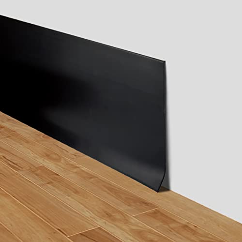 LSGCQ Flexible Baseboard Molding Trim 4 Inch x 40 Feet Self-Adhesive Vinyl Wall Base Peel and Stick Cove Base Rubber Wall Moulding Trim (Black)