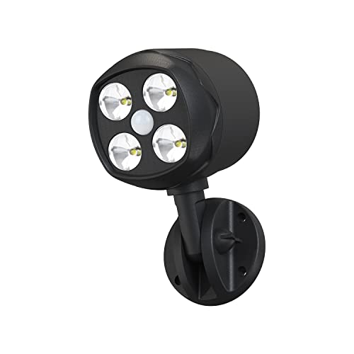 Quiltered Motion Sensor Outdoor Lights, Battery Operated 600LM Motion Detector Security Lights, Black (1 Pack)