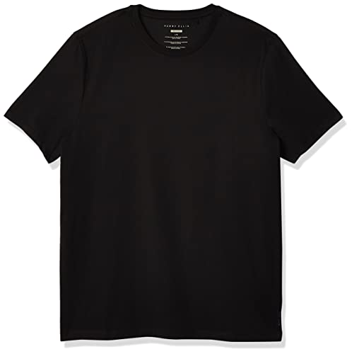 Perry Ellis Men Stretch Pima Crew Neck Tee Shirt, Black, Small