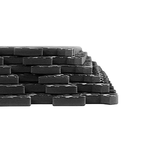 Xspec 3/8" Thick 100 sq. ft. (25 pcs) Gym EVA Foam Floor Mats (24" x 24") | Steel Pattern, Black