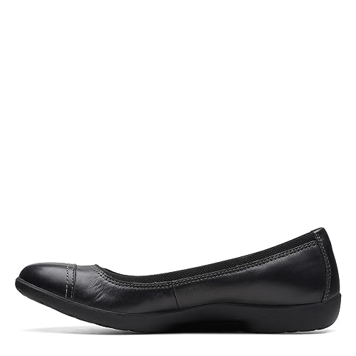 Clarks Women's Meadow Opal Ballet Flat, Black Leather, 8