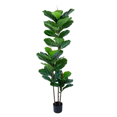 YEPDIN Artificial Fiddle Leaf Fig Tree 5FT Faux Fiddle Leaves Fig Tree Artificial Plants in Pot for Indoor Outdoor Fake Tree Plants