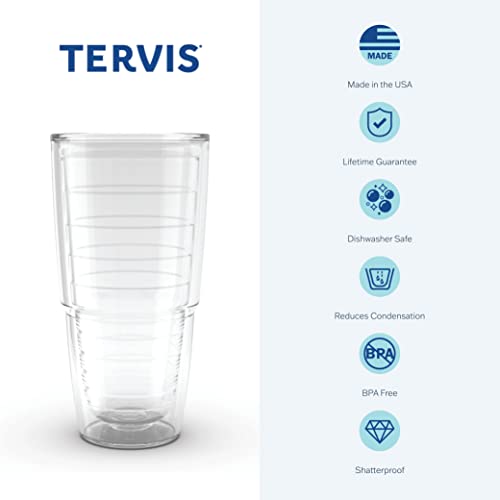 Tervis Sorority - Delta Delta Delta Geometric Tumbler with Wrap and Navy Lid 16oz, Clear