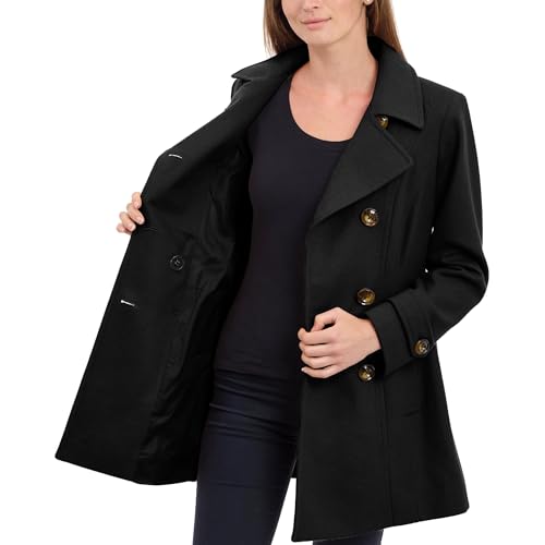 Anne Klein womens Classic Double-breasted Pea Coat, Black, X-Small US