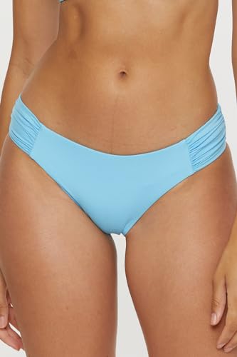 BECCA Women's Standard Color Code American Shirred Bikini Bottom, Cheeky Coverage, Swimwear Separates, Aubergine