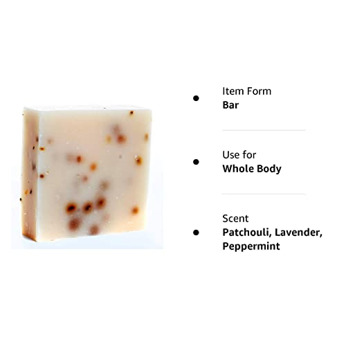 360Feel Lavender Patchouli Soap - 5oz Castile Handmade Soap bar- Refreshing Earthy with peppermint leaves Skin Scrub Exfoliation - Man Soap-Essential Oils - Gift ready