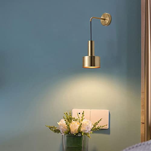 KEFA Battery Operated Wall Lights Indoor with Remote, 2 Pieces of Bedroom Bedside Chandelier Modern Minimalist LED Light Luxury Living Room Study Wall Lamp Porch Staircase Aisle Lamps, Gold