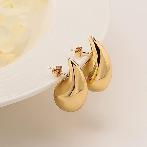 Gold Earring Dupes Chunky Gold Hoop Earrings for Women Teen Girls Trendy Hypoallergenic Stud Post Drop Earrings Jewelry