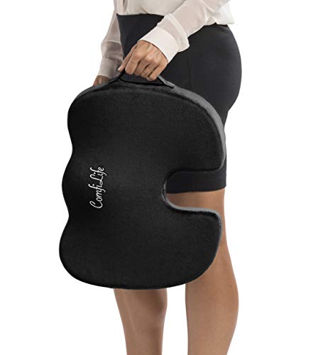 ComfiLife Premium Comfort Seat Cushion - Non-Slip Orthopedic 100% Memory Foam Coccyx Cushion for Tailbone Pain - Cushion for Office Chair Car Seat - Back Pain & Sciatica Relief (Black)