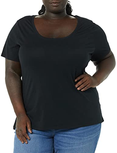 Amazon Essentials Women's Classic-Fit Short-Sleeve Scoop Neck T-Shirt (Available in Plus Size), Pack of 2, Navy/Burgundy, Small