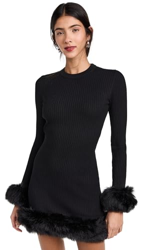 Show Me Your Mumu Women's Fran Mini Dress, Black Knit w/Faux Fur