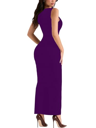 Women's Summer Long Bodycon Dress - Casual Basic Club Party Sleeveless Tank Sheath Dresses Navy Blue XXXL