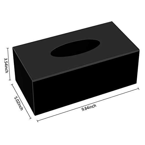 HBlife Acrylic Tissue Box Holder & Cover Rectangular, Magnetic Dryer Sheet & Mask Organizer for Car, Bathroom, Office - Black, 9.84 x 5.02 x 3.54 Inches