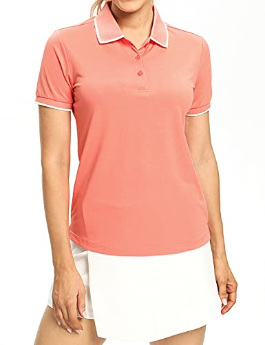 Hiverlay Women Golf Shirts Long Sleeve Polo Shirts for Women UPF 50+ Lightweight Quick-Dry Collared Tennis Daily Shirts Work Tops White s