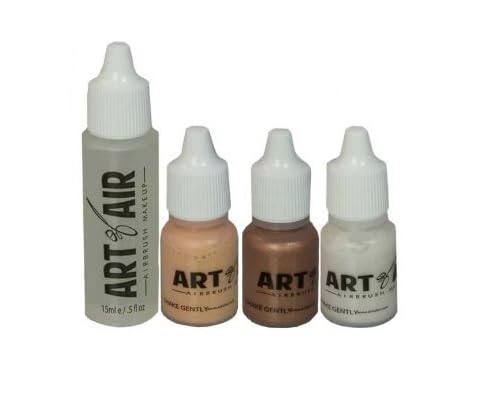 Art of Air Professional Airbrush Cosmetic Makeup System/Fair to Medium Shades 6pc Foundation Set with Blush, Bronzer, Shimmer and Primer Makeup Airbrush Kit