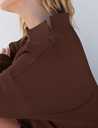 ZESICA Women's 2024 Oversized Sweatshirts Turtleneck Long Sleeve Chunky Loose Fleece Y2K Pullover Hoodies Tops,Tan,X-Large