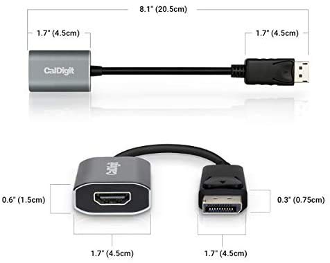 CalDigit DisplayPort to HDMI Active Adapter (Uni-Directional DP 1.2 Male to HDMI 2.0 Female) 4K 60Hz UHD (3840 x 2160), High Refresh and Eyefinity Support, for Desktop, Laptop, Docks, GPUs, Mac, PC