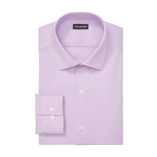 Van Heusen Men's Dress Shirt Slim Fit Stain Shield Stretch, Blue Silver, 18"-18.5" Neck 34"-35" Sleeve