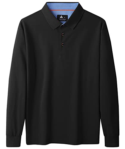 SWISSWELL Polo Shirts for Men Long Sleeve Moisture Wicking Shirts Golf Polo Deep Indigo L
