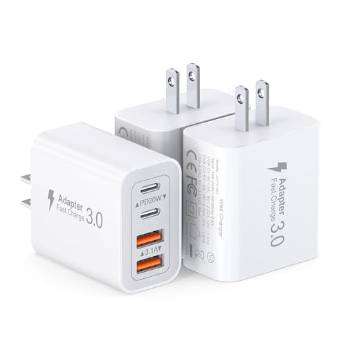 CSODINCE 3 Pack Fast Charging Block, 40W 4-Port Charger Cube Power Brick Plug Box Base Adapter for iPad/Pro/Mini, Compatible with iPhone 15/14/13/12, Galaxy, Motorola,Sony, Google Pixel, Tablet