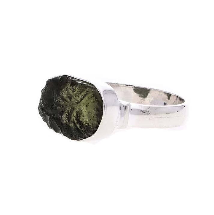 Moldavite Ring 925 Sterling Silver Handmade Natural Rough Gemstone Jewelry For Her (7)