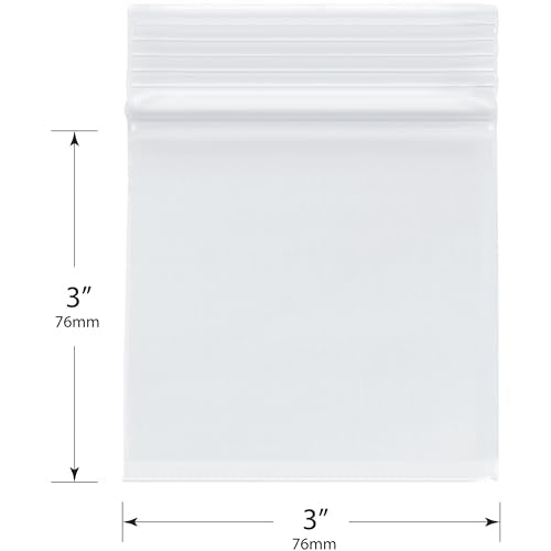 Plymor 3" x 3" (Case of 8,000), 4 Mil Heavy Duty Zipper Reclosable Plastic Bags