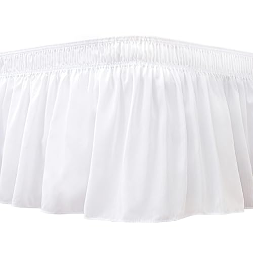 Biscaynebay Wrap Around Bed Skirts for Twin & Twin XL Beds Short Drop of 12", Sage Adjustable Elastic Dust Ruffles Easy Fit Wrinkle Resistant Silky Luxurious Fabric Machine Washable
