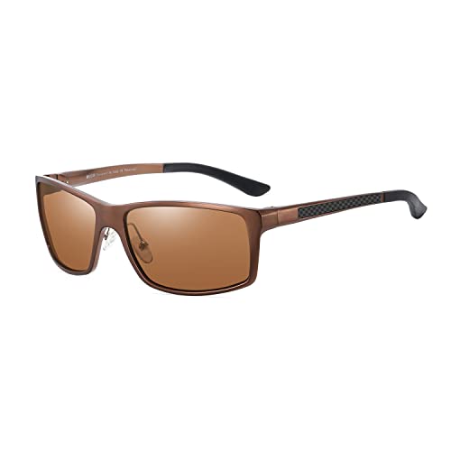 DUCO Polarized Sports Sunglasses for Men Vintage Rectangular Driving Golfing Sun Glasses Mens Fishing Shades UV400 Protection Carbon Fiber DC8202
