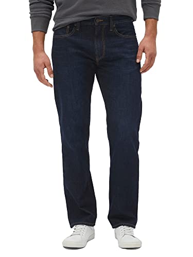 GAP Mens Straight Fit Jeans, Dark Wash, 33W x 32L US