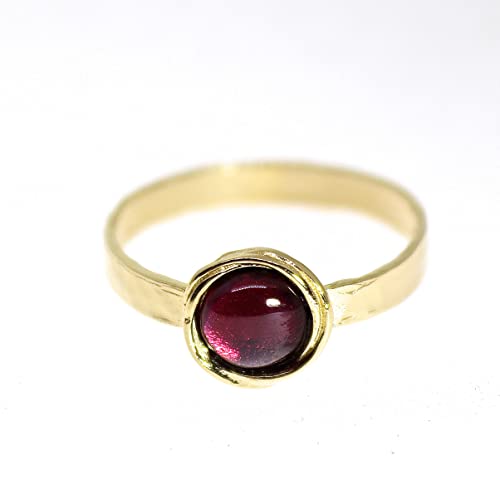 Garnet ring, Garnet gold ring, Red stone ring, 14k gold plating stone ring band, Stacking stone ring, Small stone gold ring (garnet, 9)