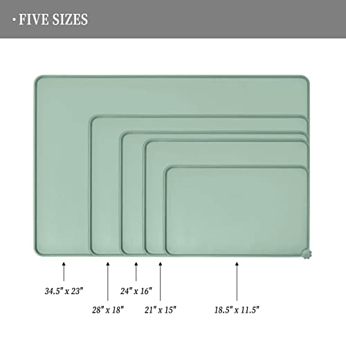 Reopet Waterproof Pet Feeding Mat with High Raised Edges, Heavier and Thicker Placemats for Cat Dog Water Bowl, BPA Free Silicone Feeding Mat, Dog Cat Feeding Mats for Food and Water Prevent Spill