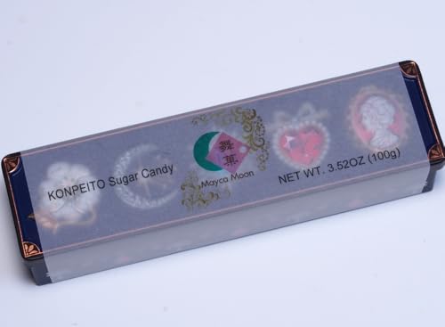 Mayca Moon Konpeito Candy Crystal type Bijou Jewel Can Japanese Tiny Sugar Candy 100g (Blue Bijou & Rainbow)