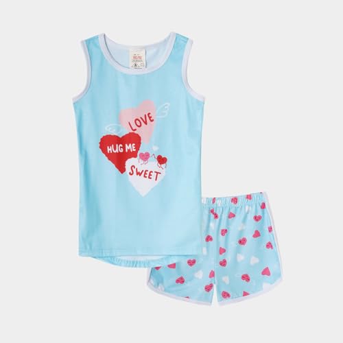 MyFav Tank Tops Pajamas Set for Girls Summer Cat Heart Sleeveless Sleepwear Kid 2 Pieces Nightwear PJs,Pink Panda,14Y