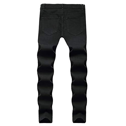 LONGBIDA Men's Slim Fit Ripped Stretch Skinny Jeans for Men, Distressed Tapered Leg Fashion Pants, Light Blue, 30